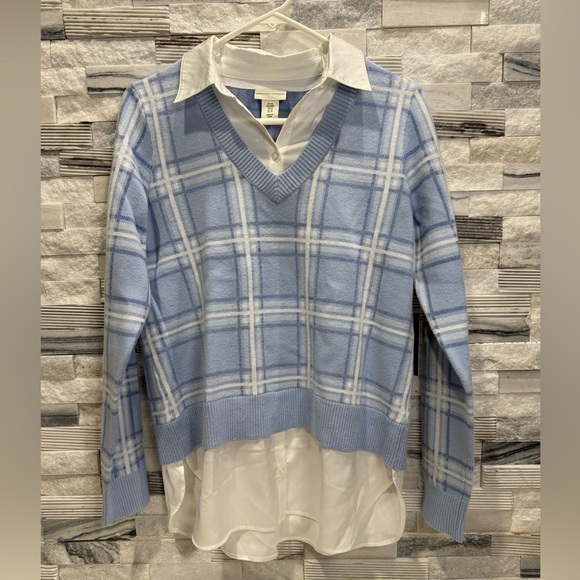 Adrienne Vittadini Plade Sweater Shirt Sz-M - Picture 1 of 6